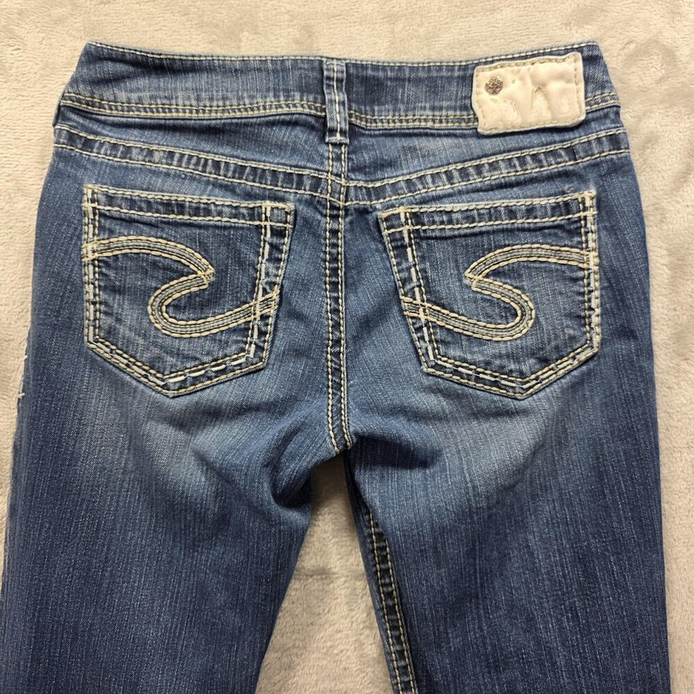 Silver Jeans Suki Capri Jeans Womens 28 Blue Curvy Mid Rise Contrast Stitching - Picture 3 of 10